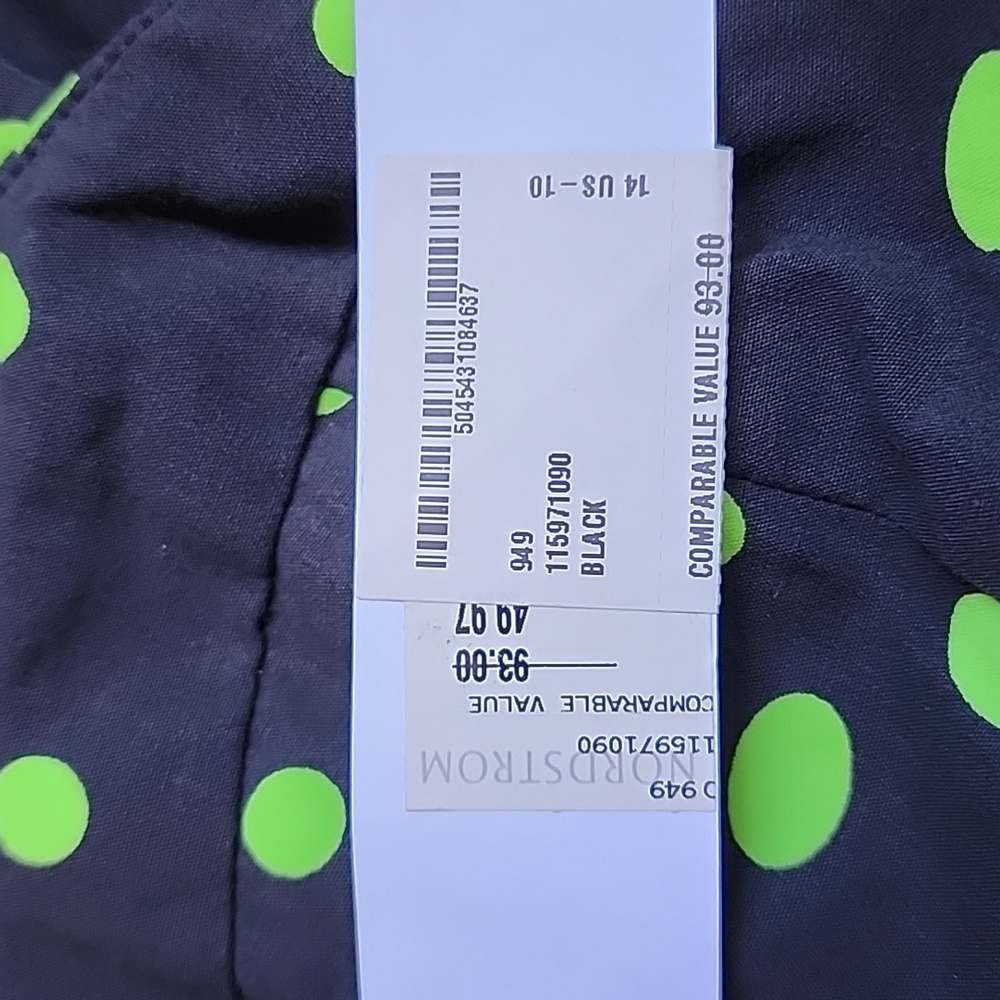 Topshop Cut-Out Black Midi Dress with Green Polka Dots - Picture 10 of 15